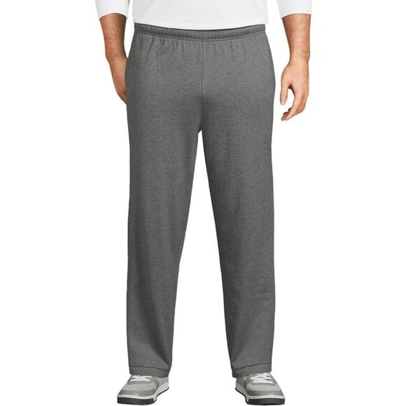 NWOT Lands' End Men's 3XL Gray Cotton Lounge Pants Elastic Waist Pockets - Picture 1 of 8